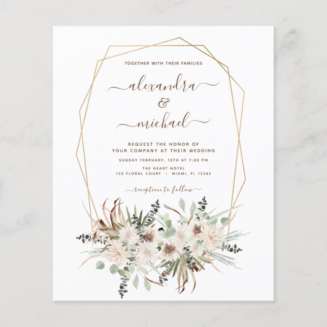 Budget Pampas Grass Photo Boho Wedding Flyer (Front)