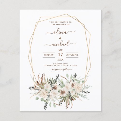 Budget Pampas Grass Photo Boho Wedding Flyer