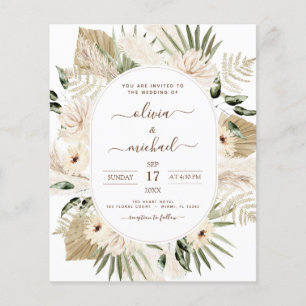 Budget Pampas Grass Photo Boho Wedding Flyer
