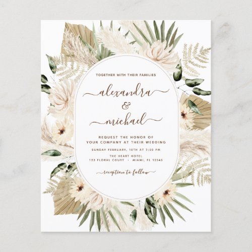 Budget Pampas Grass Photo Picture Boho Wedding Flyer