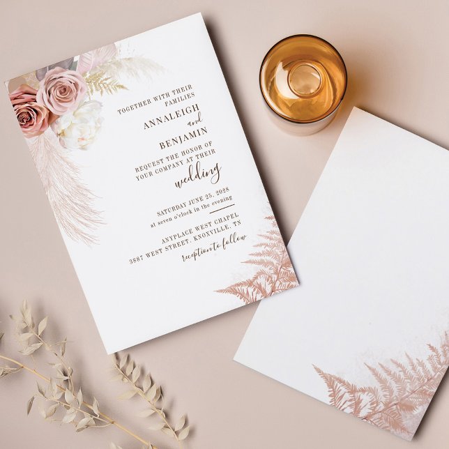 Budget Pampas Grass Terracotta Chic Wedding Invite (Creator Uploaded)