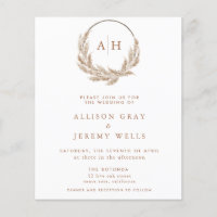 Budget Pampas Monogram Wedding Invitation 