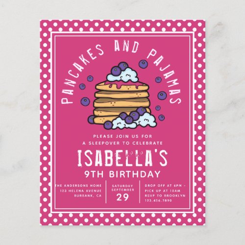 Budget Pancakes and Pajamas Sleepover Invitation