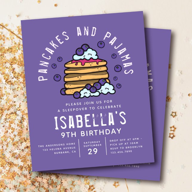 Budget Pancakes and Pajamas Sleepover Invitation Flyer (Creator Uploaded)