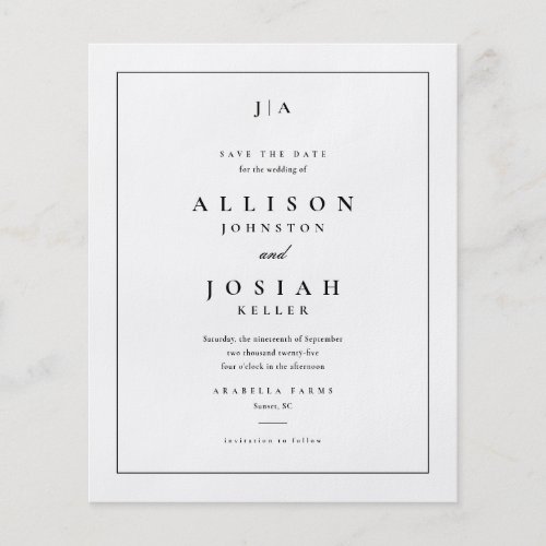 Budget Paper Classic Wedding Save The Date