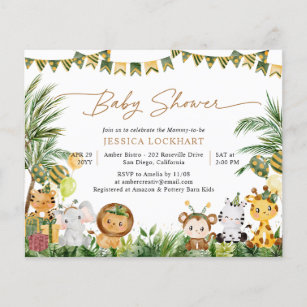 Budget Party in the Jungle Baby Shower Invitation