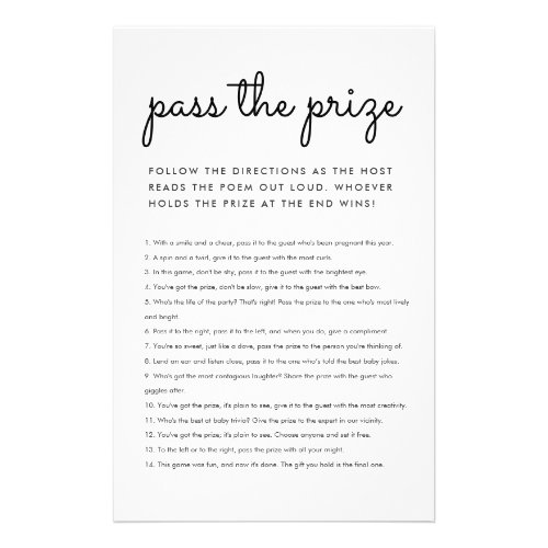 Budget Pass the prize Baby Shower game simple Flyer