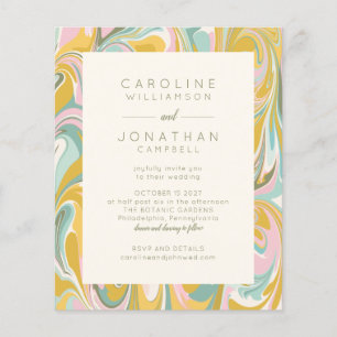 Budget Pastel Abstract Marble Chic Wedding Invite