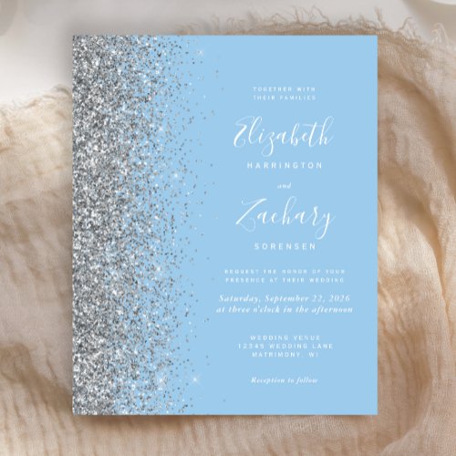 Budget Pastel Baby Blue Silver Glitter Wedding