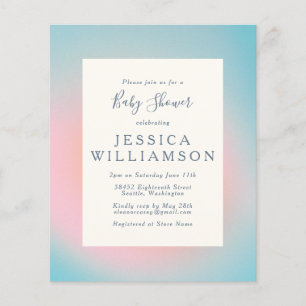 Budget Pastel Blue Pink Gradient Baby Shower