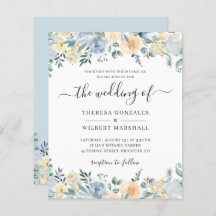 Budget Pastel Dusty Blue Wedding Invitation