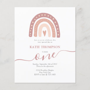 Budget Pastel Pink Rainbow Boho First Birthday