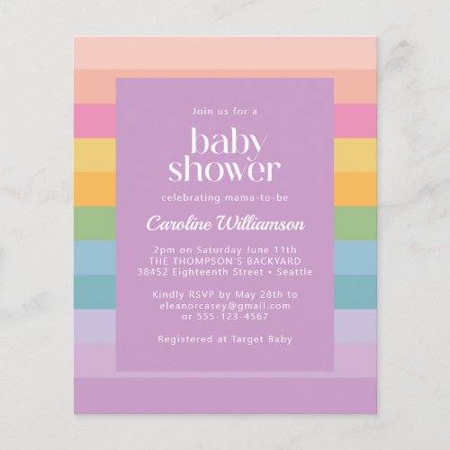 Budget Pastel Stripe Rainbow Purple Baby Shower