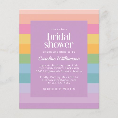Budget Pastel Stripe Rainbow Purple Bridal Shower