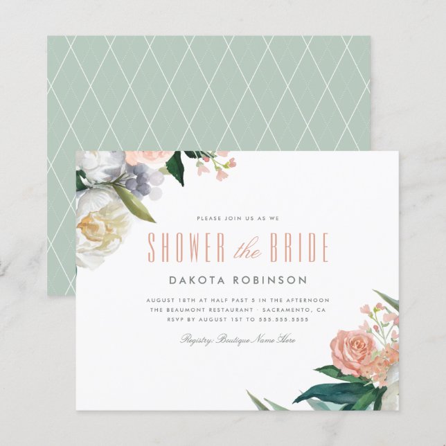 Budget Pastel Waterccolor Floral Bridal Shower (Front/Back)
