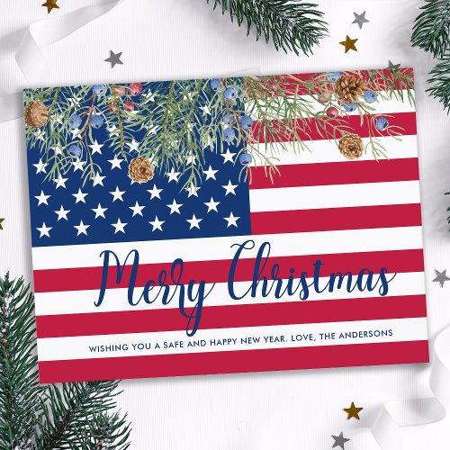 Budget Patriotic American Flag Military Christmas  Postcard