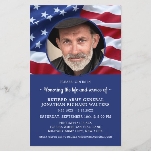 Budget Patriotic Celebration Of Life Flag Invite (Front)