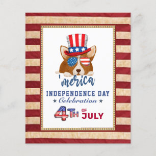 BUDGET Patriotic Corgi 4th of JULY Party Invitate