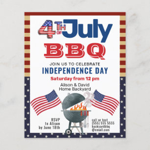 BUDGET Patriotic Flag 4th of July BBQ Invitation