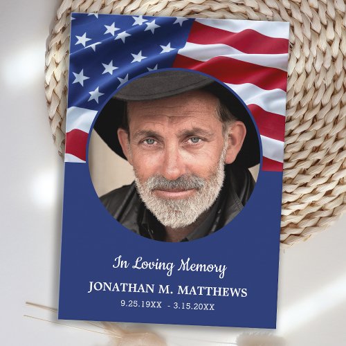 Budget Patriotic Photo Memorial Funeral Thank You Note Card