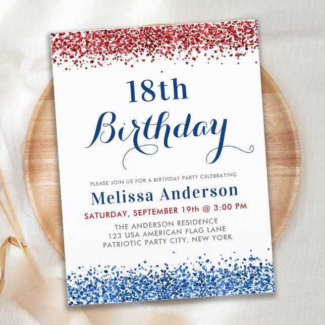 Budget Patriotic Red White Blue Glitter Birthday (Creator Uploaded)