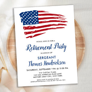 Budget Patriotic Retirement Invite American Flag