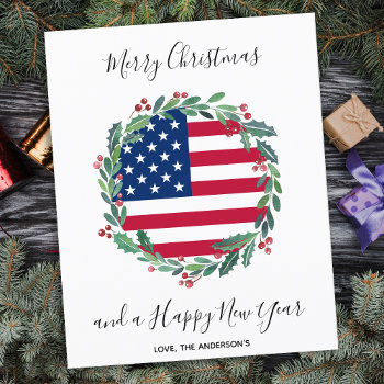 Budget Patriotic Usa American Flag Christmas Card by BlackDogArtJudy at Zazzle