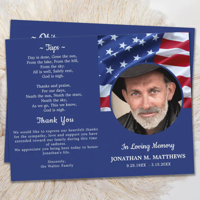 Budget Patriotic USA Flag Veteran Funeral Program | Zazzle