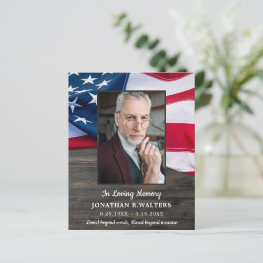 Budget Patriotic Veteran Celebration Of Life Invit (Standing Front)