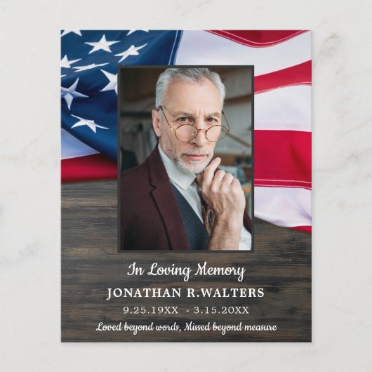 Budget Patriotic Veteran Celebration Of Life Invit (Front)