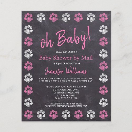 Budget Paw Print Pink Girl Baby Shower By Mail