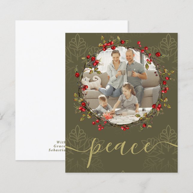 BUDGET Peace Christmas Wreath Photo Template (Front/Back)