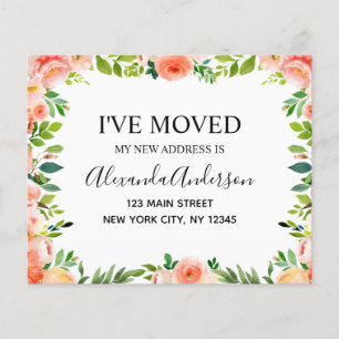 Budget Peach Coral Floral Moving Announcement Flyer