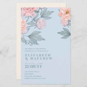 Budget Peach Floral Dusty Blue Sage Leaf Wedding
