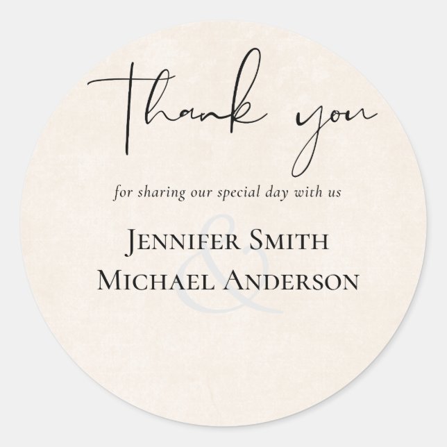 BUDGET Peach Gray Wedding Watercolor Classic Round Sticker (Front)