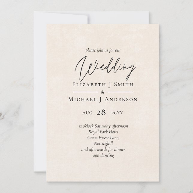 BUDGET Peach Gray Wedding Watercolor Invites (Front)