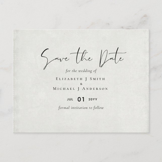 BUDGET Peach Gray Wedding Watercolor Save Dates Postcard (Front)