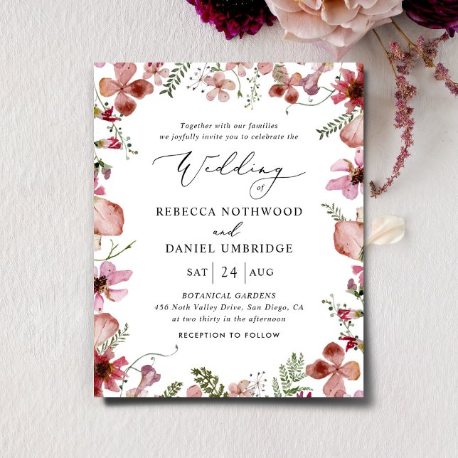 Budget Peach Watercolor Floral Wedding Invitation (Creator Uploaded)