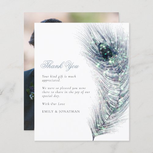 BUDGET Peacock Feather Photo Wedding Thank You