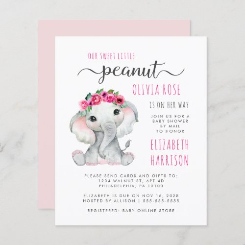 Budget Peanut Elephant Baby Girl Shower By Mail