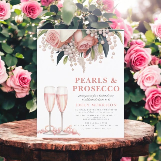 Budget Pearls & Prosecco Bridal Shower Invitation (Creator Uploaded)