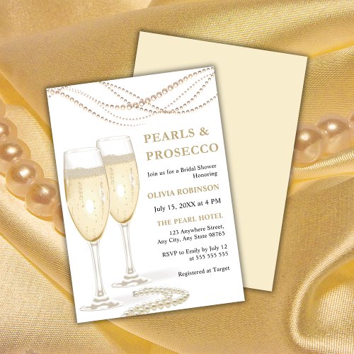 Budget Pearls  Prosecco Bridal Shower Invitation