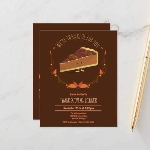 Budget Pecan Pie Food Thanksgiving Invitation