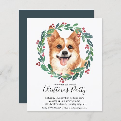 Budget Pembroke Welsh Corgi Dog Christmas Invite