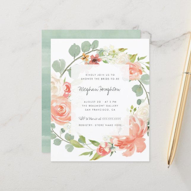 Budget Peonies Eucalyptus Wreath Bridal Shower (Front/Back In Situ)