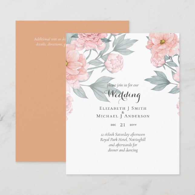 BUDGET  PEONIES Pink Sage Peach Wedding (Front/Back)