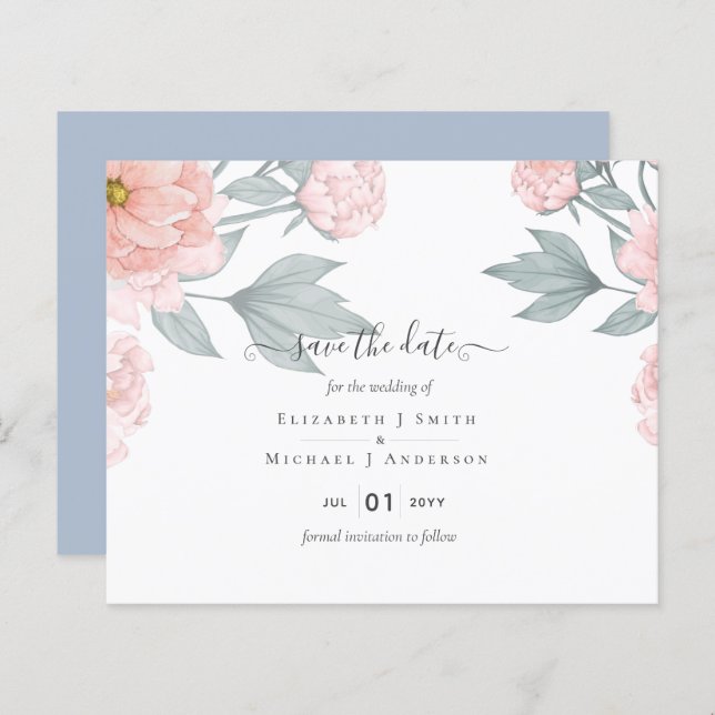 BUDGET  PEONIES Pink Sage Peach Wedding (Front/Back)