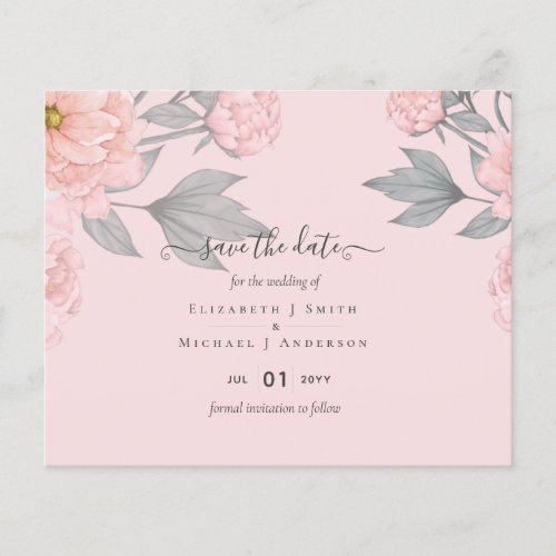 BUDGET  PEONIES Pink Sage Peach Wedding Flyer