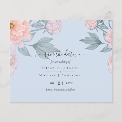 BUDGET  PEONIES Pink Sage Peach Wedding Flyer