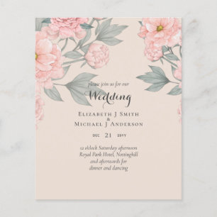 BUDGET PEONIES Pink Sage Peach Wedding Invite Flyer